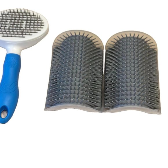 Cat Grooming Brush Set (3 Pieces) 1 Slicker Cat Brush 2 Cat Wall Corner Combs - Picture 3 of 8